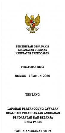 PERATURAN DESA TENTANG LAPORAN PERTANGGUNG JAWABAN TAHUN 2019